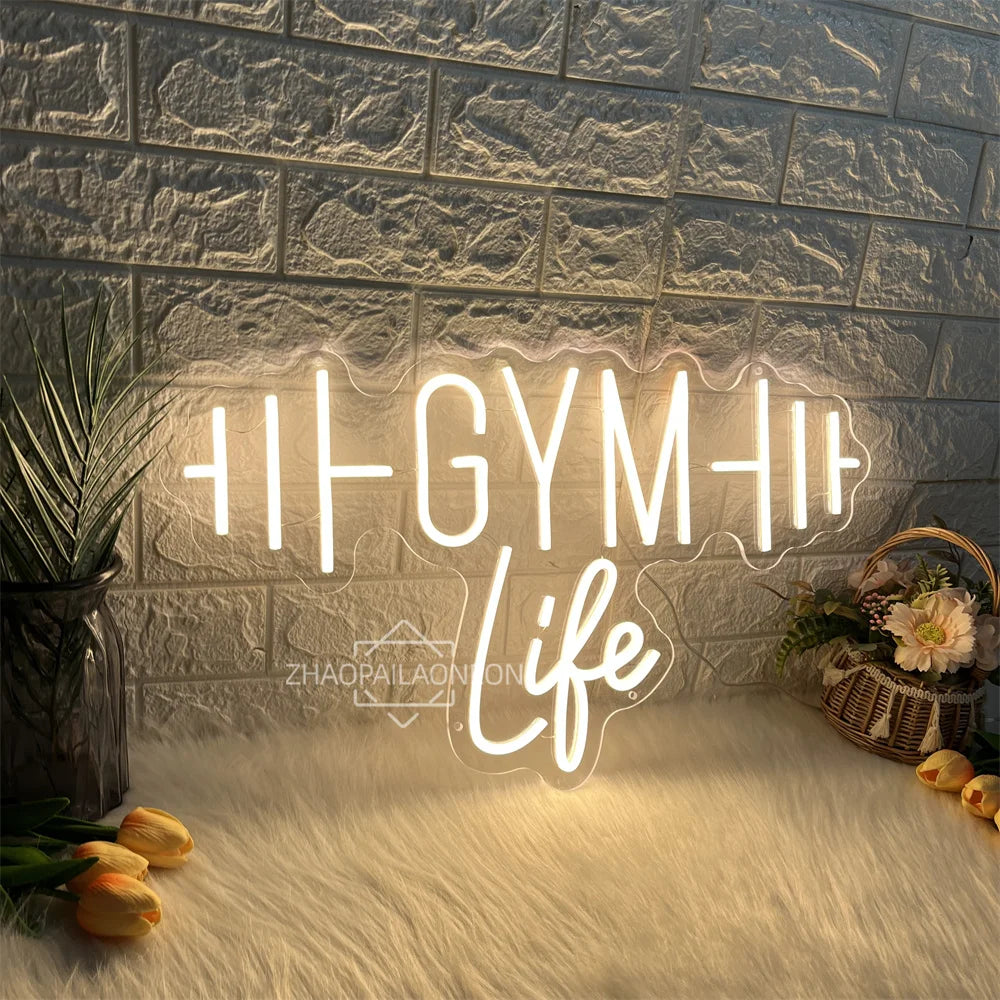 Dumbbell GYM Neon LED Wall Sign – Fitness Club and Sports Room Decorative Neon Light
