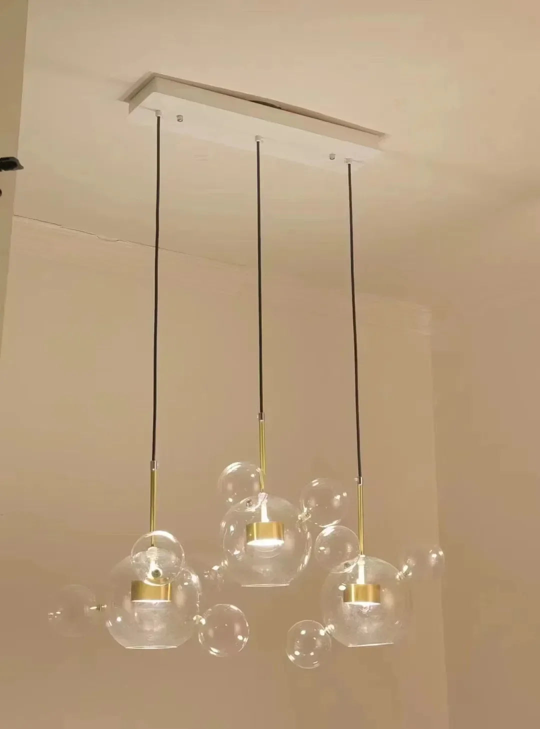 Modern Mouse LED Bubble Ball Chandelier – Creative Transparent Glass Pendant Light for Living Room & Children's Rooms
