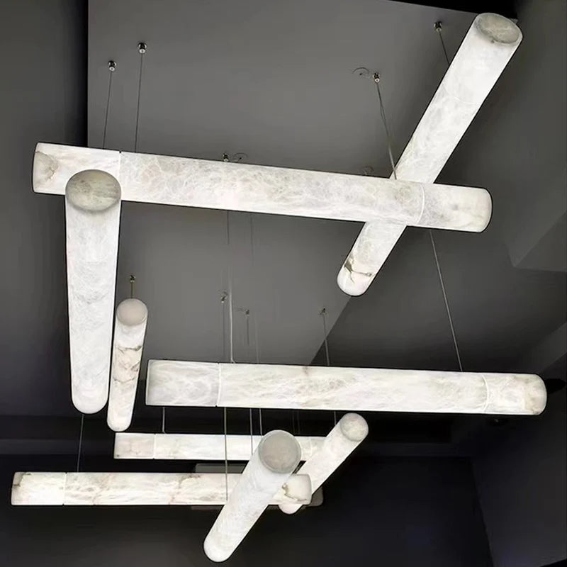 Retro Solid Marble LED Hanging Lamp – DIY Art Deco Chandelier for Dining Room & Living Spaces