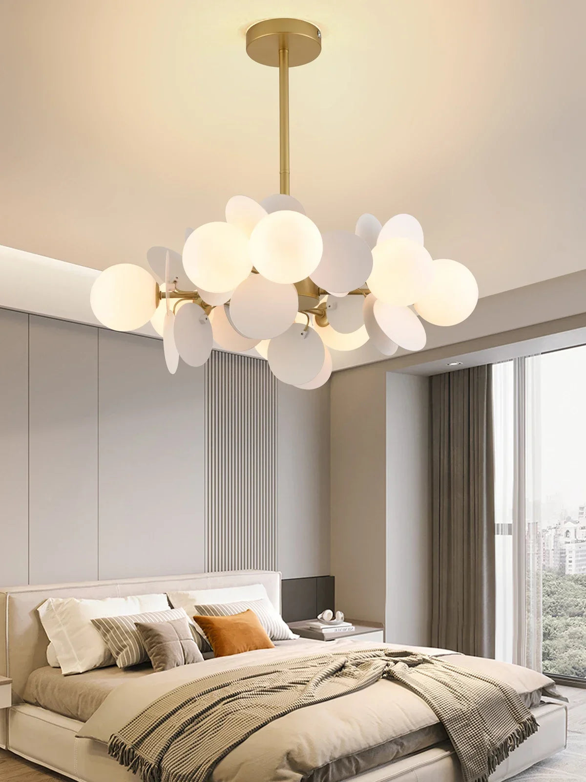 Colorful Chandelier Pendant Lamp – Luxury Metal &amp; Frosted Glass Hanging Light for Bedroom, Dining Room & Living Room