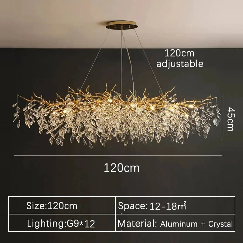 Luxury Gold Crystal LED Chandelier – Modern Ceiling Pendant Light for Living Room, Dining Room & Villa Interiors
