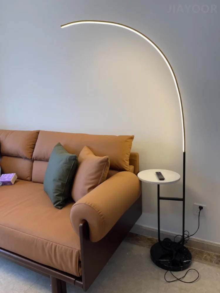 Nordic Living Room Floor Lamp – Modern Sofa-Side Standing Lamp with Marble Base and LED Fishing Light Design