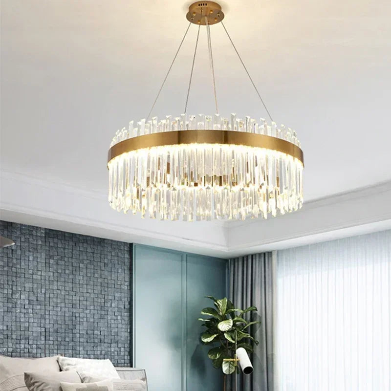 Light Luxury Crystal Chandelier – Modern LED Pendant for Living Room, Bedroom & Villa Decor