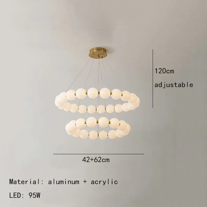 Modern Nordic Classic LED Pendant Light – Pearl Necklace Style Chandelier for Dining and Living Rooms