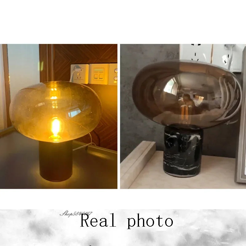 Postmodern Marble Glass Table Lamp – Luxury Black Bedside and Desk Lamp for Bedroom and Living Room