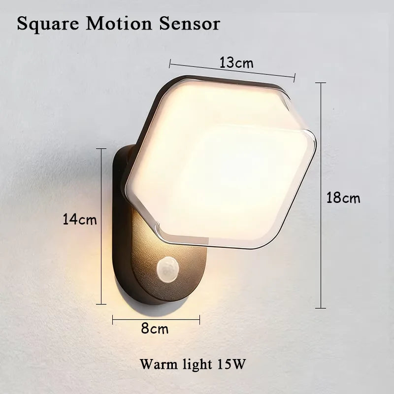 LED Outdoor Wall Light – IP65 Waterproof Motion Sensor Wall Lamp for Porch, Balcony, Garden, Corridor & Home Exterior Lighting