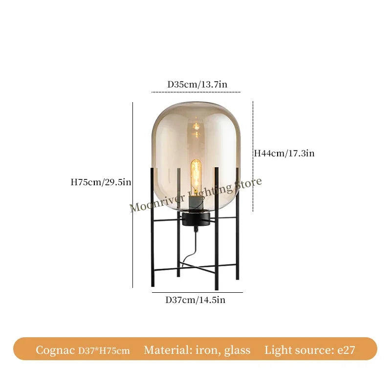 Vintage Glass Floor Lamp – Nordic Standing Light for Living Rooms, Bedrooms, and Corner Decor