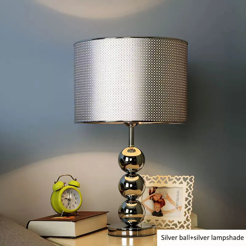 Large Modern Creative Table Lamp – Simple Silver, Gold, Black Bedside and Living Room Desk Light