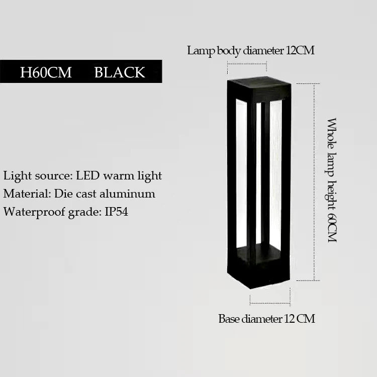 LED Outdoor Lawn Lamp – Modern IP54 Waterproof Aluminum Square Column Light for Garden, Path & Landscape Decoration