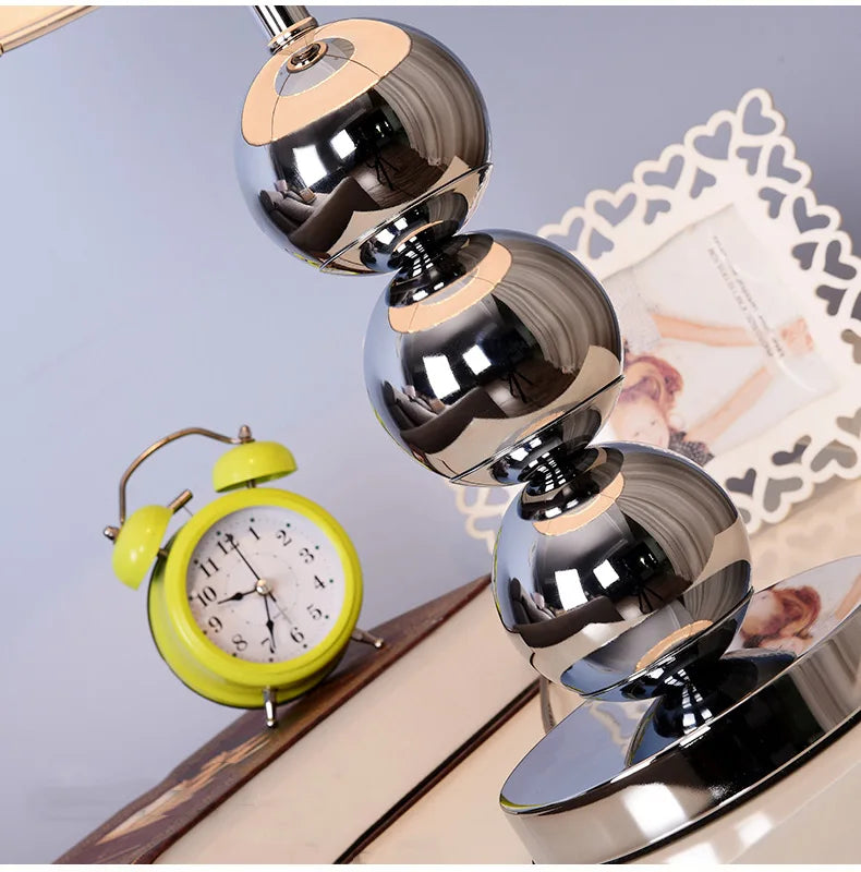 Large Modern Creative Table Lamp – Simple Silver, Gold, Black Bedside and Living Room Desk Light