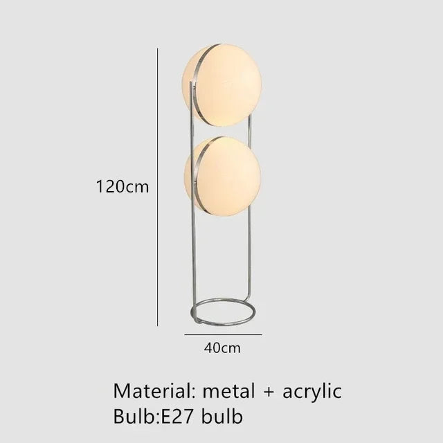 Garrault Delord Chrome Metal Floor Lamp – White Acrylic Ball Light for Living Room, Hotel, and Sofa Decoration