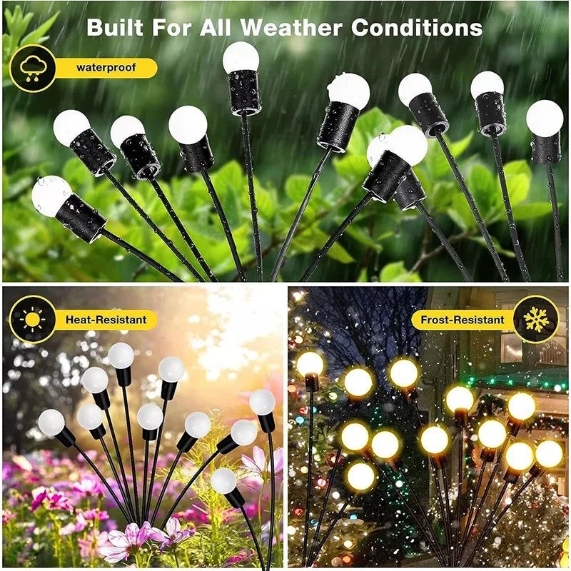 Solar-Powered Waterproof Firefly Swaying LED Pathway Lights – Outdoor Garden Landscape Lighting for Patio, Wedding, Yard & Party Decor