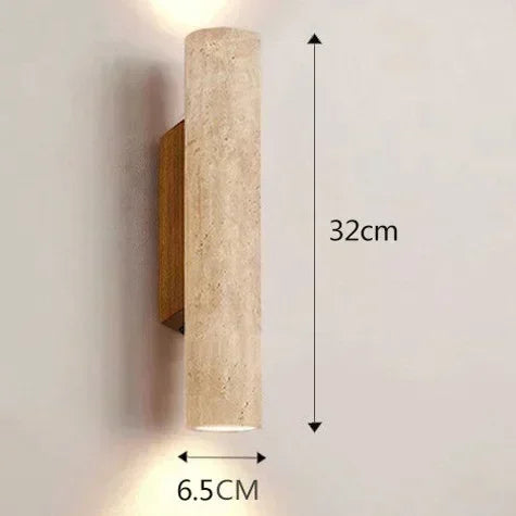 Modern Travertine Stone Wall Lamp – Natural Carved Sconce with E27 Lighting for Bedroom and Living Room