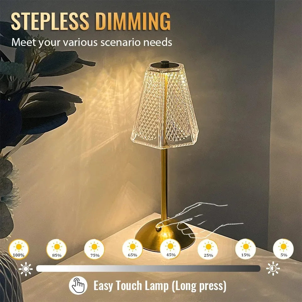 LED Table Lamp Touch Sensor USB Rechargeable – 3-Color Wireless Bedside Night Light for Home, Restaurant, Hotel, and Bar