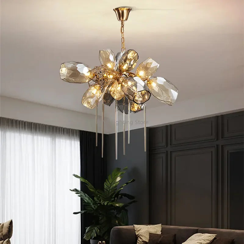 Nordic Living Room LED Stainless Steel Crystal Chandelier – Luxury Designer Pendant Lamp for Home & Restaurant