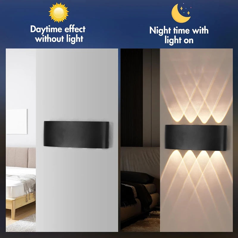 Aluminum Interior Wall Light – Waterproof IP65 LED Up &amp; Down Wall Lamp for Bedroom, Living Room, Garden & Stairs