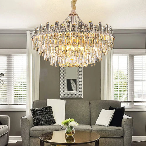 Clear Crystal Luxury LED Ceiling Chandelier – Modern Hanging Lamp for Living Room & Home Interior Lighting