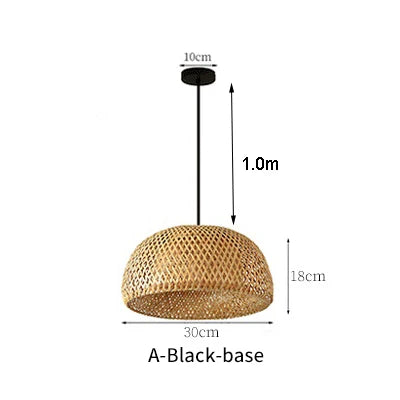 Lomin Bamboo Light Pendant Lamp – Hand-Woven Natural Rattan Wicker Chandelier (E27, 110V / 220V)