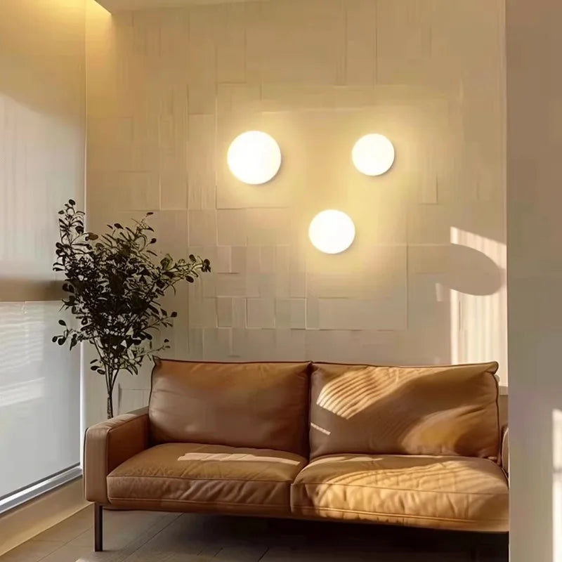 Modern Milky White Glass Wall Lamp – Hidden Base Round G9 LED Sconce for Bedroom, Living Room, and Hallway Décor