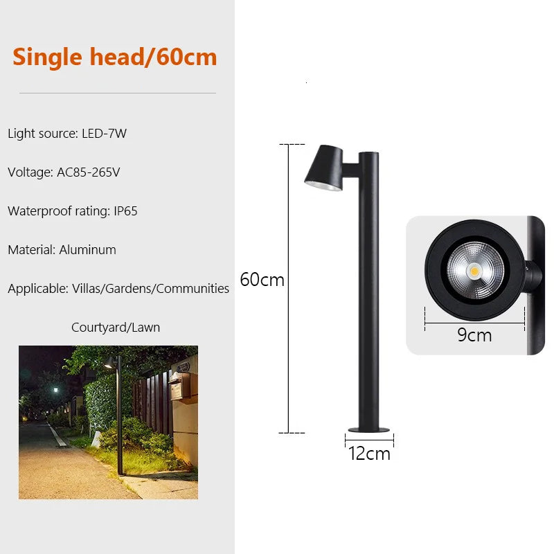 Multi-Head Rotating Garden Lawn Light – Die-Cast Aluminum Waterproof LED Spotlight for Pathways, Pillars, Parks & Landscape Decor