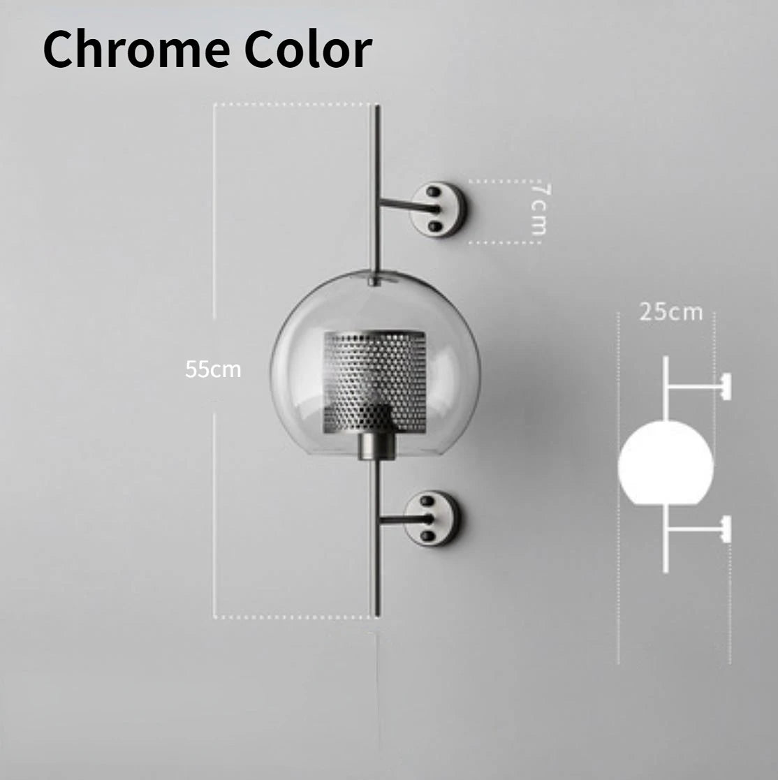 Modern Clear Glass Globe Wall Lamp – Golden Industrial Sconce for Bedside, Living Room, and Home Corridor Décor