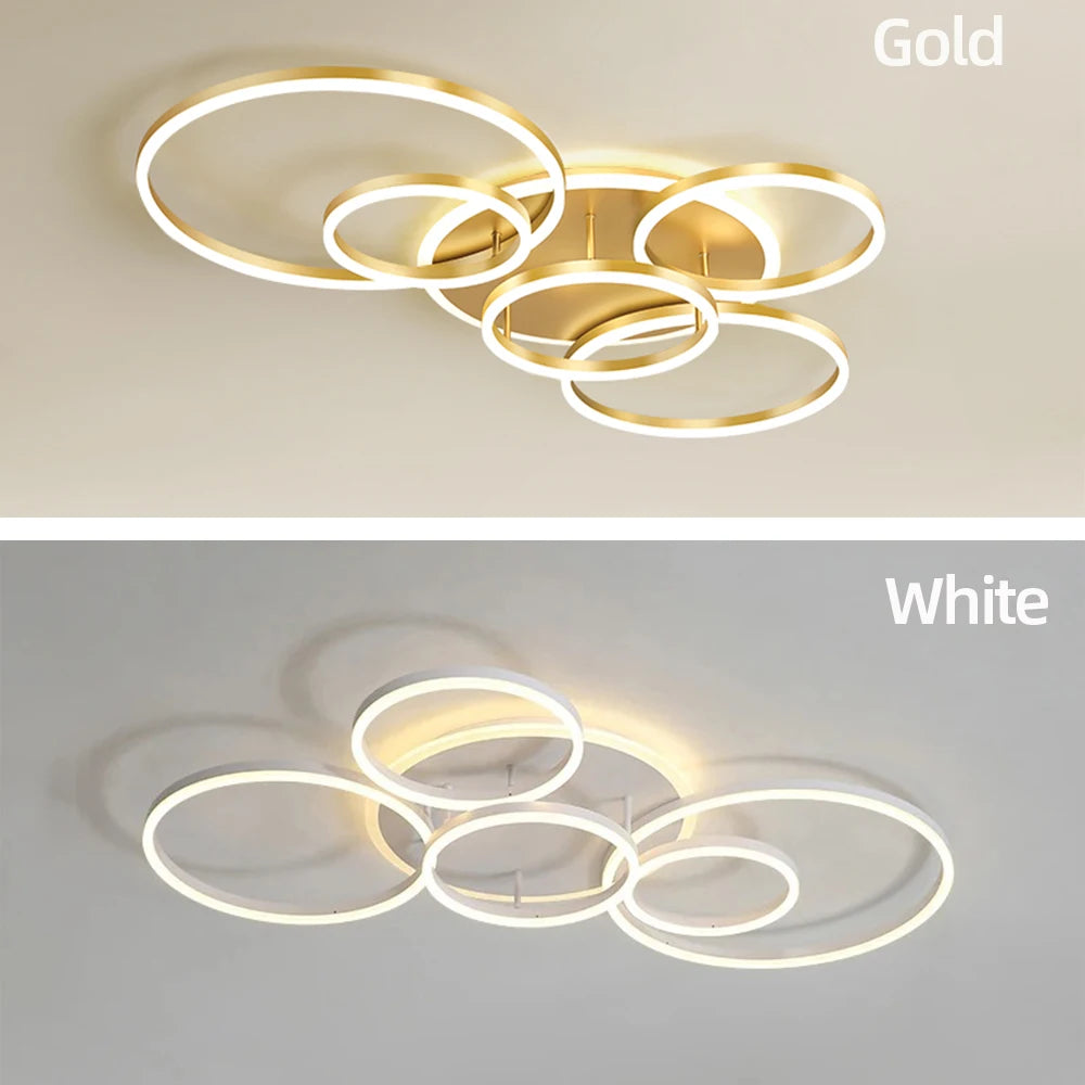 Modern LED Circle Ring Chandelier – Minimalist Ceiling Light for Living Room, Bedroom, Study & Office