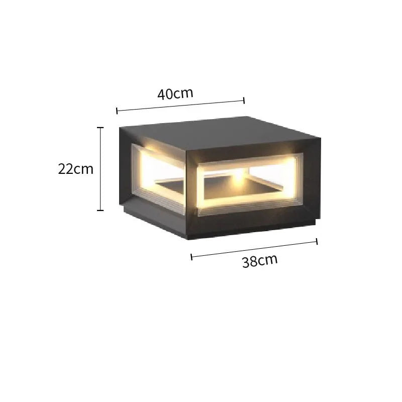 Outdoor IP65 Waterproof LED Square Lawn Light, Stainless Steel Pillar &amp; Fence Post Lamp for Courtyard & Path Lighting