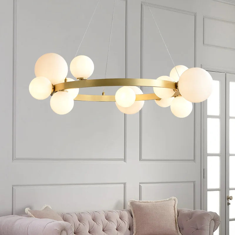 Simple Modern Chandelier – Clear Glass Ball LED Hanging Lamp for Living Room, Dining Room & Bedroom