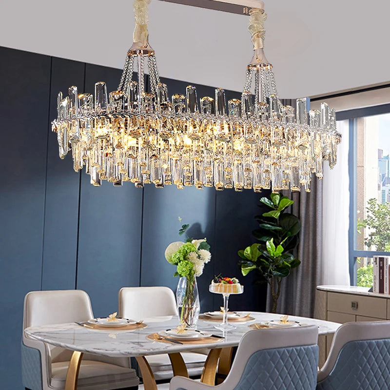 Clear Crystal Luxury LED Ceiling Chandelier – Modern Hanging Lamp for Living Room & Home Interior Lighting