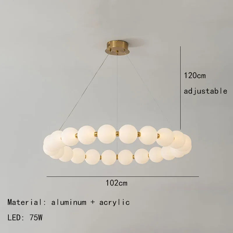 Modern Nordic Classic LED Pendant Light – Pearl Necklace Style Chandelier for Dining and Living Rooms