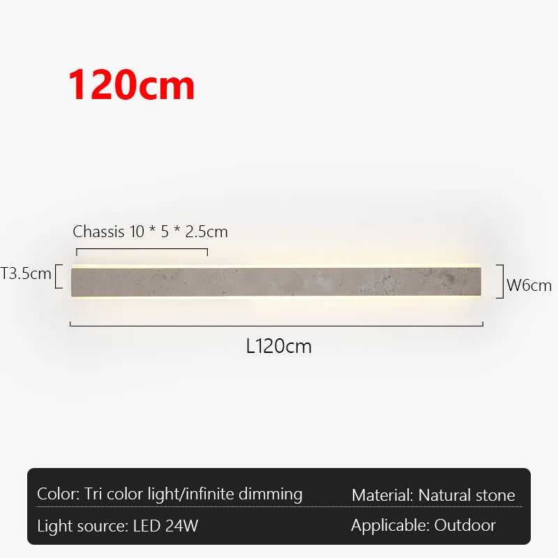Outdoor Garden Wall Lamp – Yellow Natural Stone Long Strip Waterproof Lighting for Villa, Courtyard, Terrace