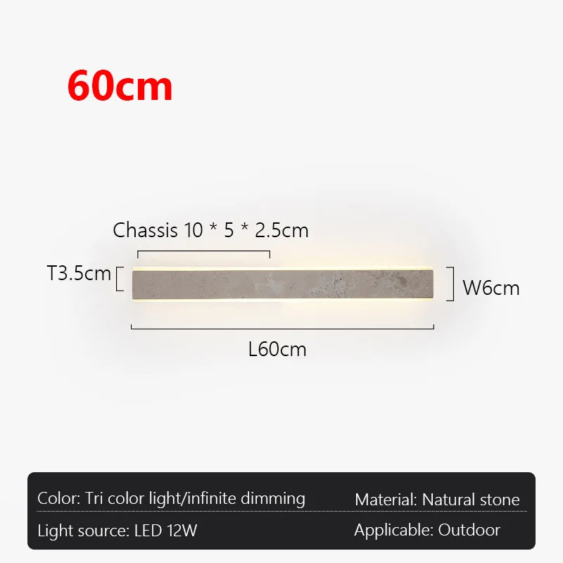 Outdoor Garden Wall Lamp – Yellow Natural Stone Long Strip Waterproof Lighting for Villa, Courtyard, Terrace