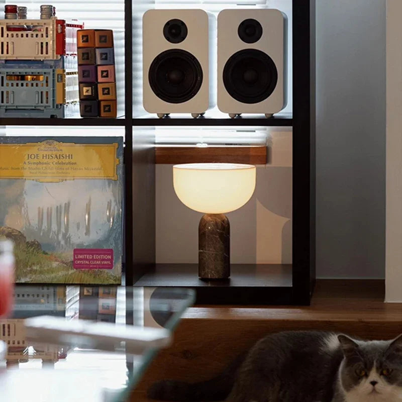 Mushroom Touch Table Lamp – Danish Marble Designer Bedside Light for Bedroom, Office, and High-End Interior Atmosphere