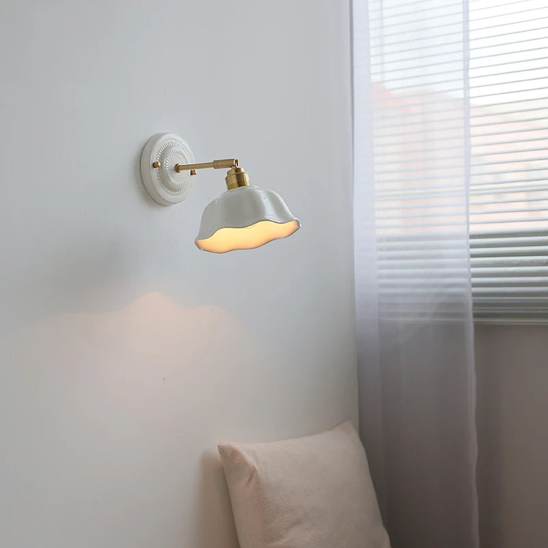 Modern Ceramic Lamp Copper LED Wall Lamp – Adjustable Japanese-Style Bedside and Living Room Sconce