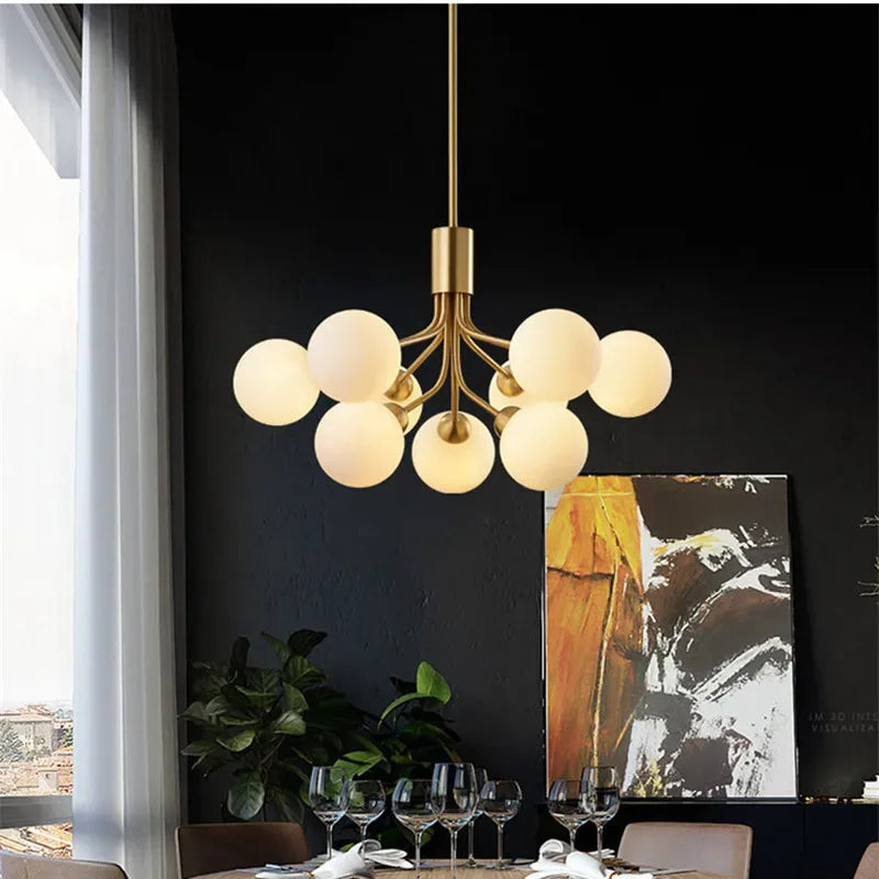 Postmodern Minimalist Magic Beans Chandelier – 2024 Nordic Creative Glass Ball Ceiling Light for Living Rooms and Kitchens
