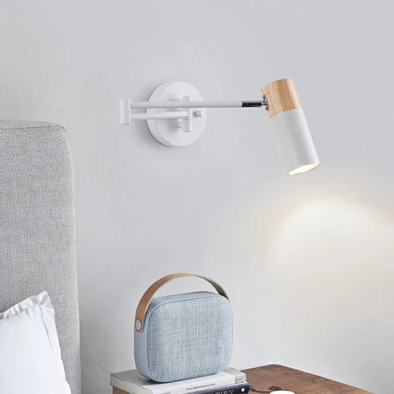Modern Telescopic Wall Lamp – Foldable Rocking Arm Reading Light for Bedroom, Living Room, and Hotel Interiors