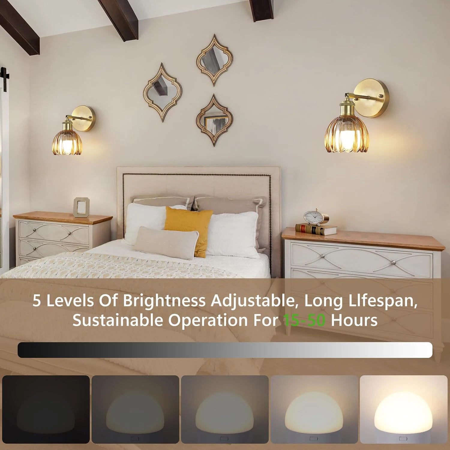 Vintage Rechargeable Glass Wall Sconce – Wireless Long-Strip LED Interior Light for Living Room, Bedroom, Hallway, and Bathroom