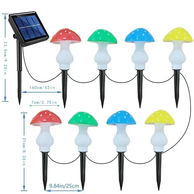 Christmas Solar Mushroom Fairy Lights – 8 LEDs Waterproof Garden Decor for Yard, Wedding & Party Decoration