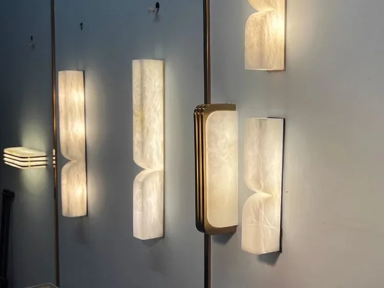 Modern Marble LED Wall Lamp – Warm Ambient Copper Sconce for Bedroom, Living Room, and Interior Décor Walls