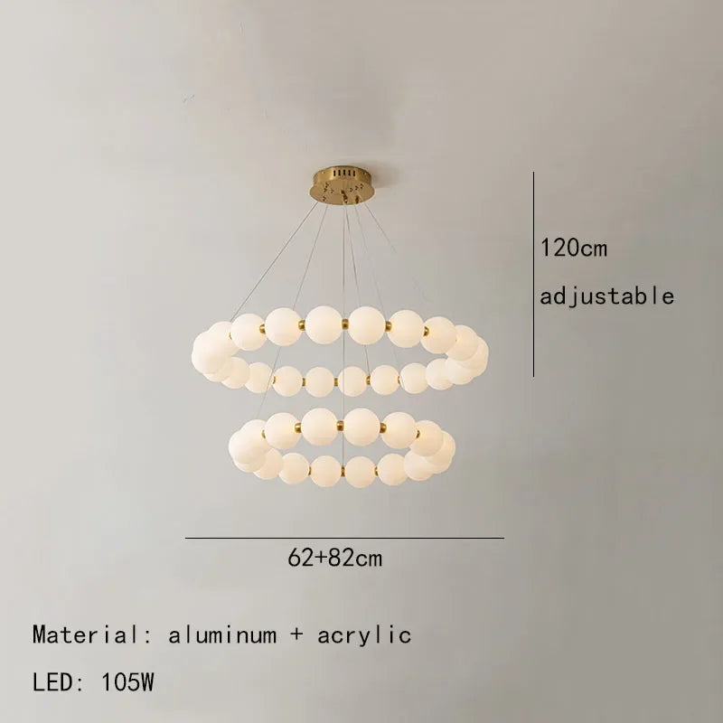 Modern Nordic Classic LED Pendant Light – Pearl Necklace Style Chandelier for Dining and Living Rooms