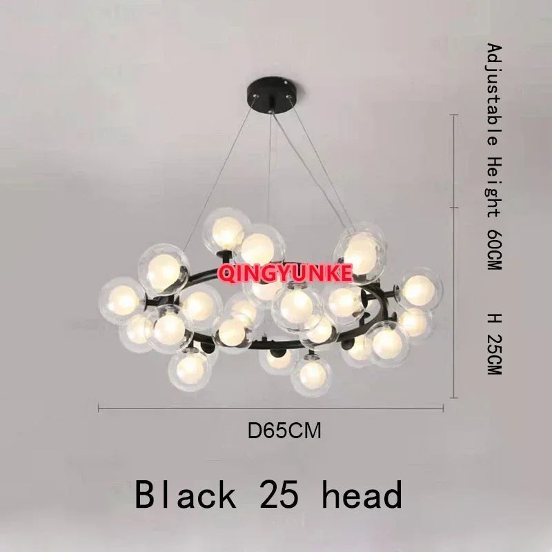 Glass Ball LED Chandelier for Living Room – Modern Nordic Ceiling Lamp & Kitchen Island Pendant Light