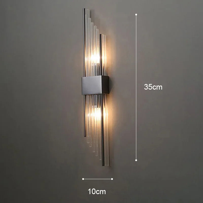 Luxury Gold Crystal LED Wall Lamp – Modern Stainless Steel Sconce for Living Room, Bedroom, Bedside, and Staircase Décor