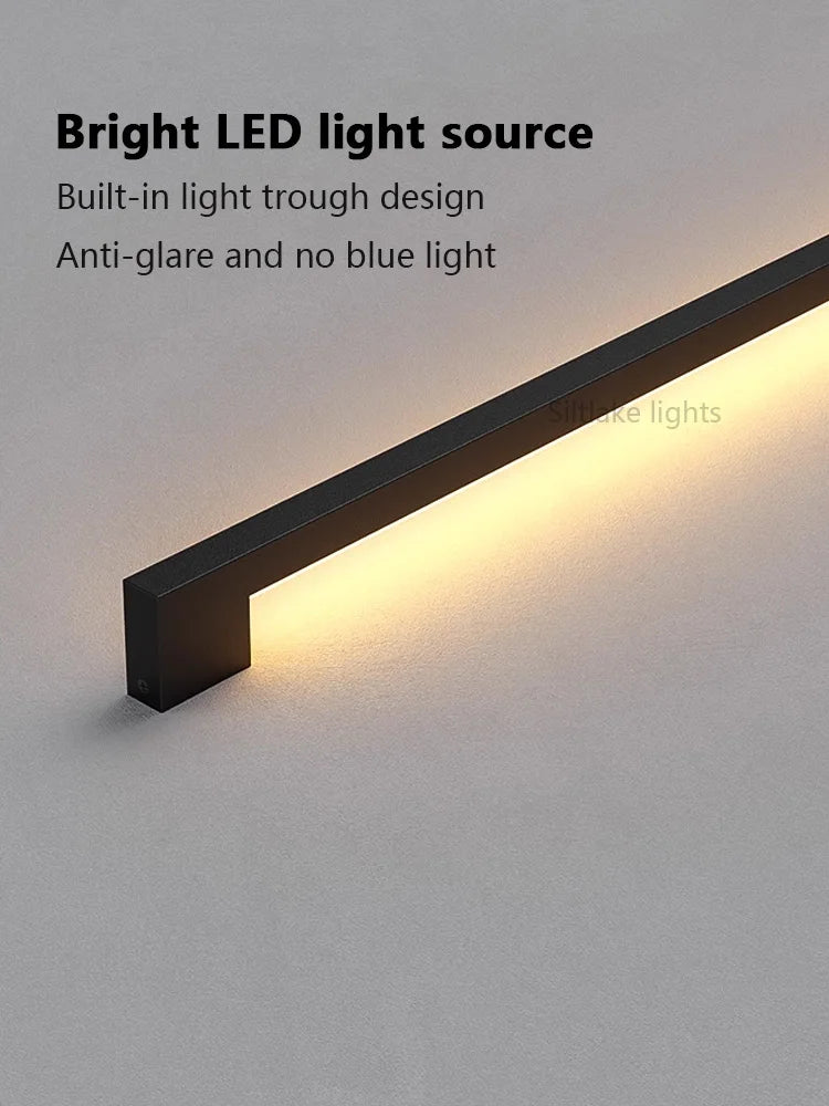 Nordic Modern Long LED Wall Lamp – Minimalist Iron Silica-Gel Sconce for Bedroom, Living Room, and Background Wall Décor