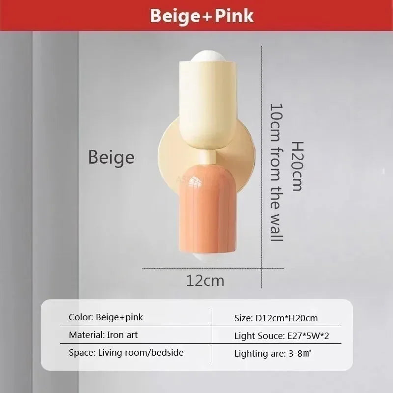 Modern Nordic Double-Head LED Wall Sconce – Minimalist Iron Design for Bedroom, Living Room & Study