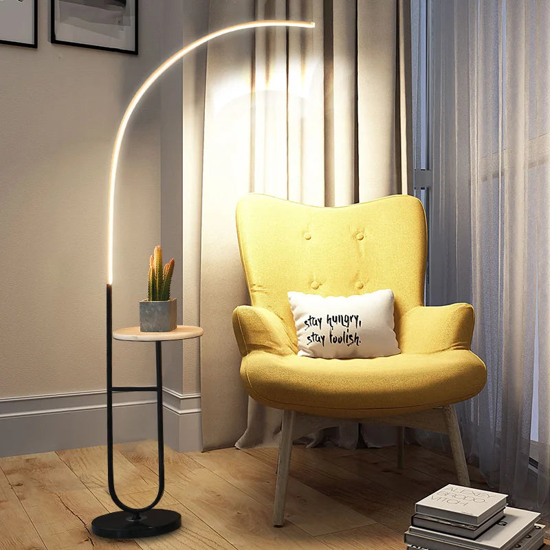 Nordic Living Room Floor Lamp – Modern Sofa-Side Standing Lamp with Marble Base and LED Fishing Light Design