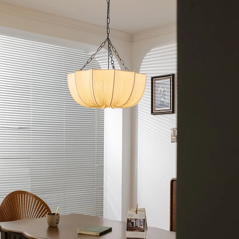 Nordic Minimalist Wabi-Sabi Fabric Chandelier – Modern Pendant Light for Living Room, Dining Room, Bedroom & Restaurants