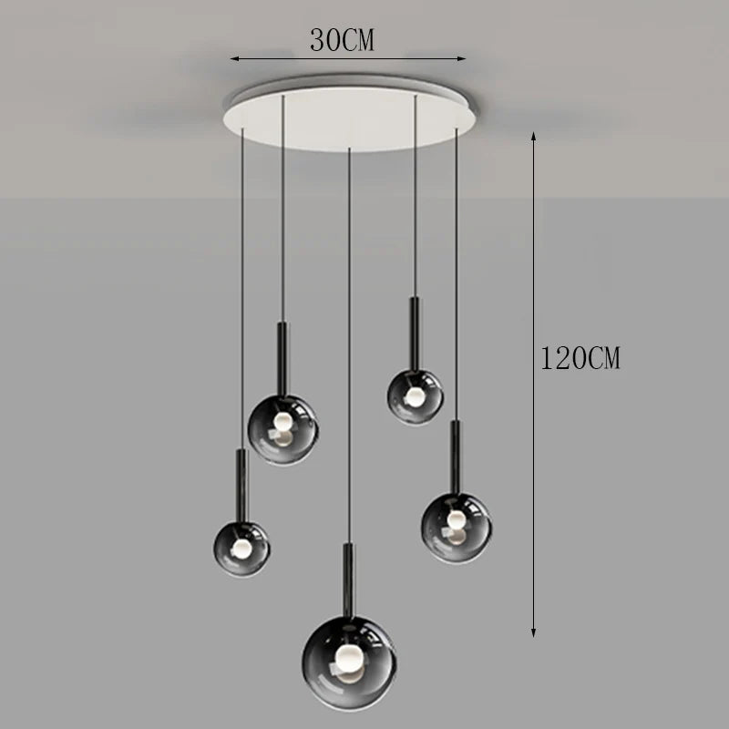 Modern Stair Chandelier – Multi-Head Pendant Lighting for Living Room, Stairwell & Indoor Decoration