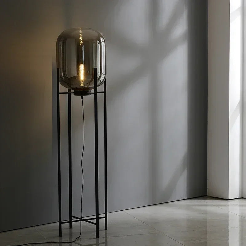 Vintage Glass Floor Lamp – Nordic Standing Light for Living Rooms, Bedrooms, and Corner Decor