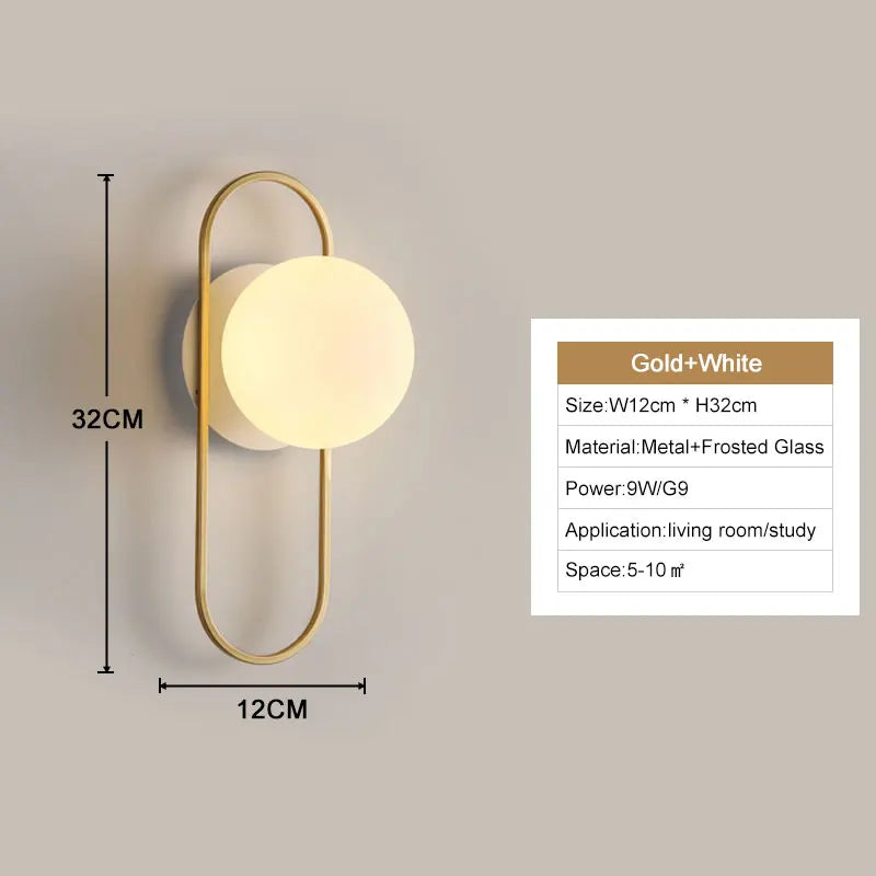 Interior LED Wall Lamp – Modern G9 Frosted Glass Sconce in Black or Gold