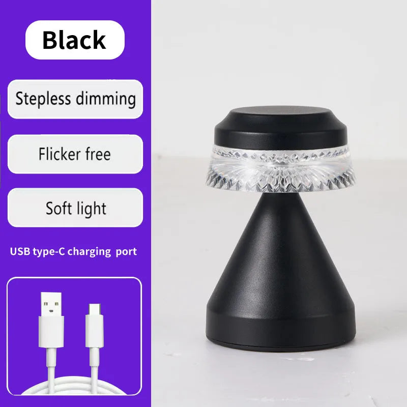 Mushroom LED Night Light Table Lamp – Rechargeable Touch Sensor Desk Lamp for Bedroom, Restaurant & Bar Décor